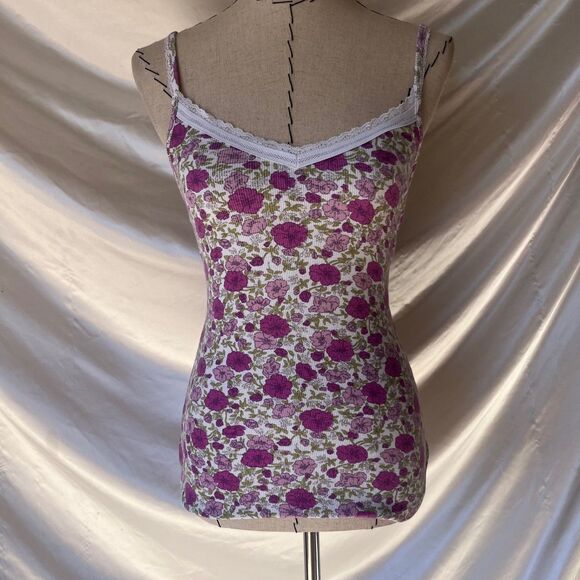 Old Navy vintage 2000s purple floral lace tank top - Picture 2 of 7